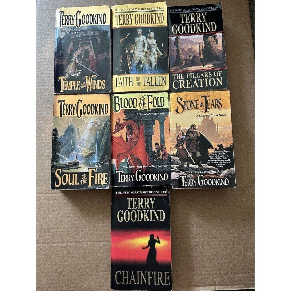 Terry Goodkind Book Lot Of 7 Soul Of The Fire , Temple Of The Winds, Chain fire